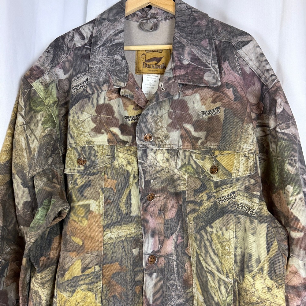Duxbak Advantage Timber Camo Denim Trucker Jacket Mens XL D35914AT Camouflage